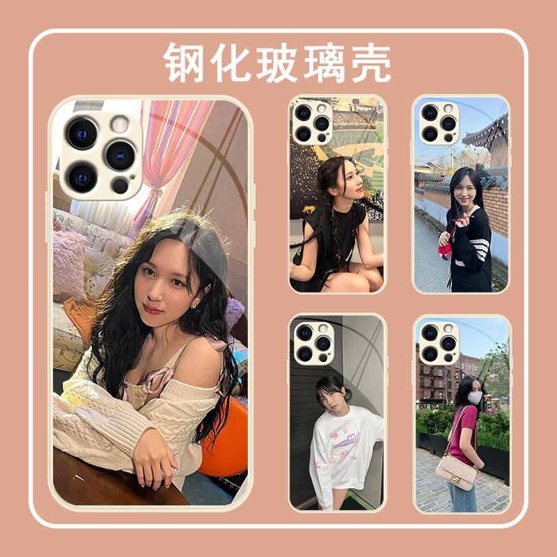 Mina名井南TWICE新款once来图定制适用苹果vivo华为OPPO小米黑色透明直边古董白软壳钢化玻璃手机壳保护套