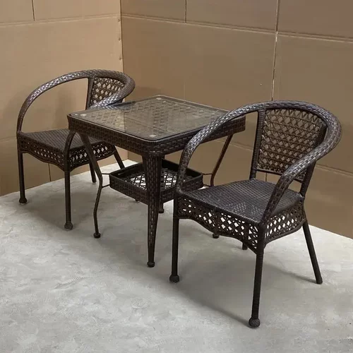 阳台藤椅三件套休闲庭院户外靠背