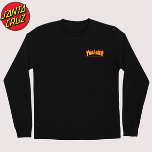 Santa cruz Thrasher美式运动T恤长袖上衣秋冬男新款女个性潮流