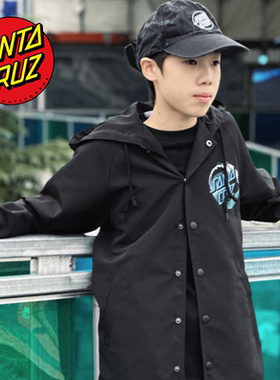 美国Santa Cruz 海浪logo儿童潮牌开衫外套连帽夹克男女春秋款