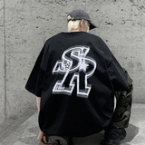 wassupcandy重磅纯棉R星短袖t恤男夏季新款美式高街白色半袖上衣，男装T恤，电商A058-1（原电商C417）