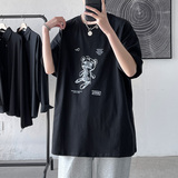 短句-2021夏季小熊T恤男潮牌男女情侣装ins潮牌宽松上衣C417-T04，男装T恤，电商A058-1（原电商C417）