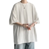 T50-P35-控58高品质夏季褶皱冰丝短袖T恤男潮流宽松高级感半袖，男装T恤，电商A058-1（原电商C417）