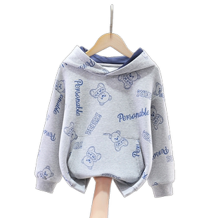 春装棉2026新款男童中大童儿童时尚连帽卫衣男孩套头外套春季带帽