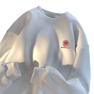 套头圆领加绒卫衣男学生情侣上衣