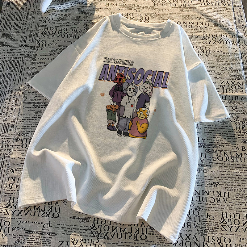 潮牌美式短袖t恤男夏季港风上衣