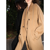 SUPERSCAPE 高支绵羊毛翻驳领长款 双面呢羊毛毛呢外套