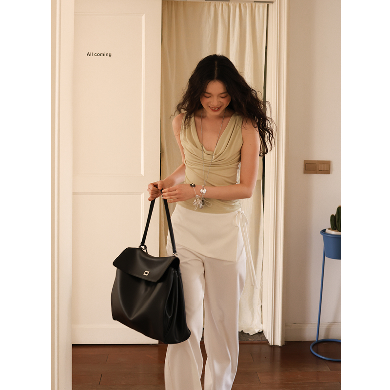 SUPERSCAPE素舶 醋酸轻薄凉感荡领挂脖背心通勤