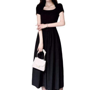 other/其他短袖连衣裙女夏季薄款大码胖mm收腰显瘦小个子A字长裙