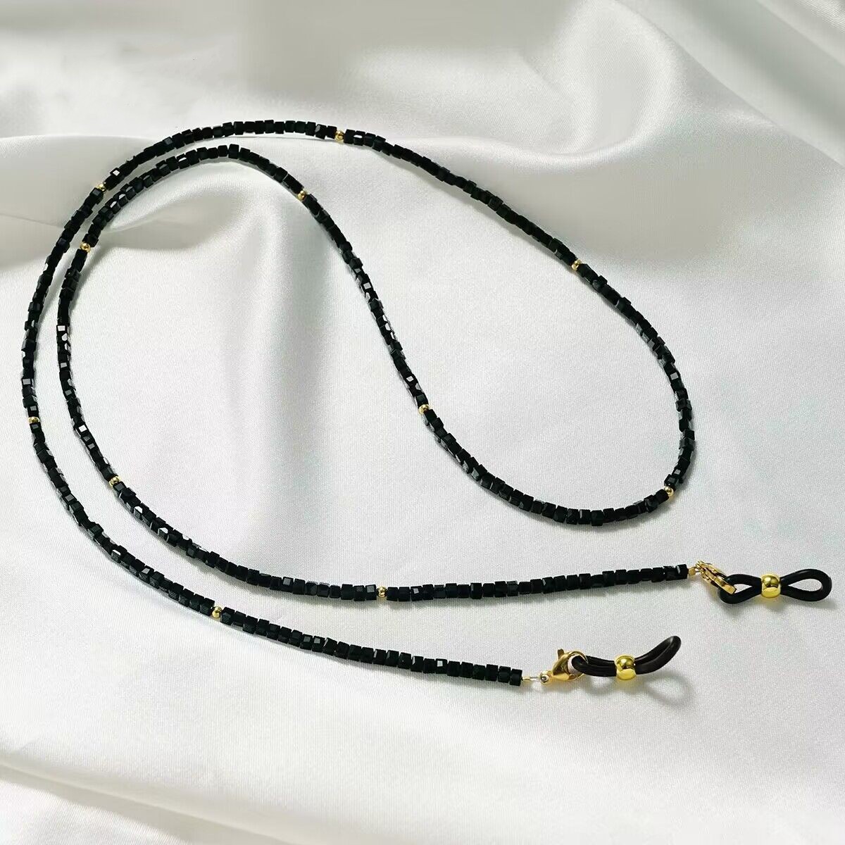 方形水晶串珠眼镜链挂脖口罩绳