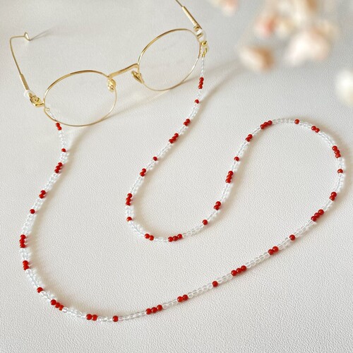 天然白水晶国风眼镜链女S925银耳机链新中式红玛瑙墨镜链新年礼物