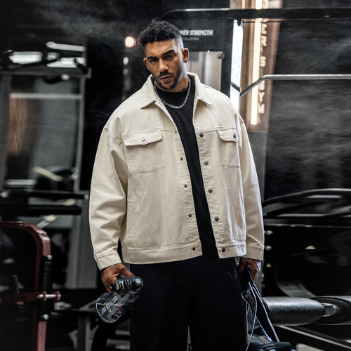 纯棉大码胖子牛仔外套男夹克春秋