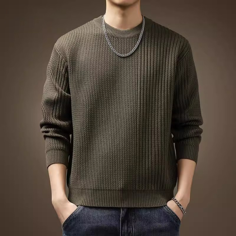 胖子大码圆领毛衣男保暖加肥加大