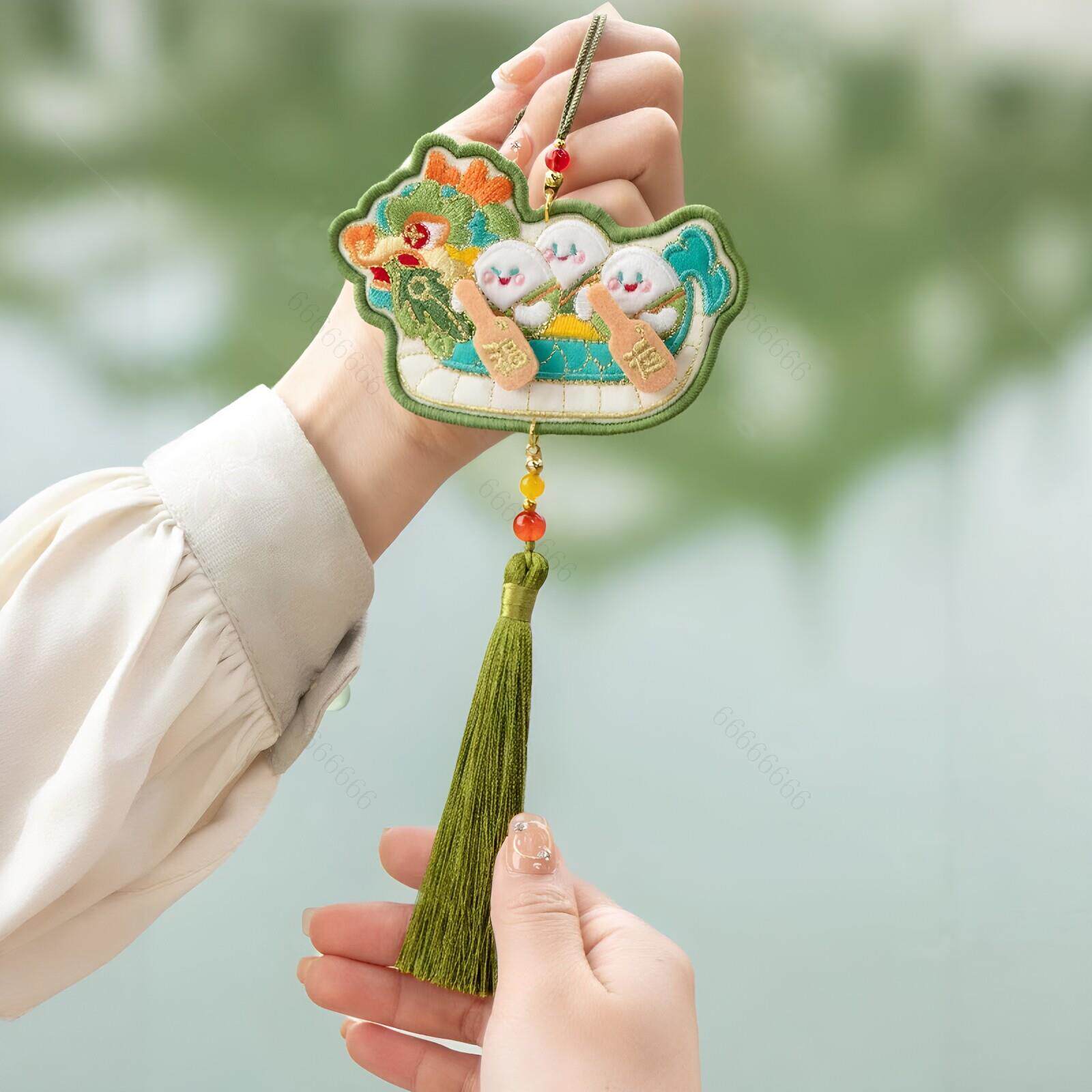 【粽赛龙舟】端午节挂饰新中式小粽子划船香囊刺绣挂件平安福香包