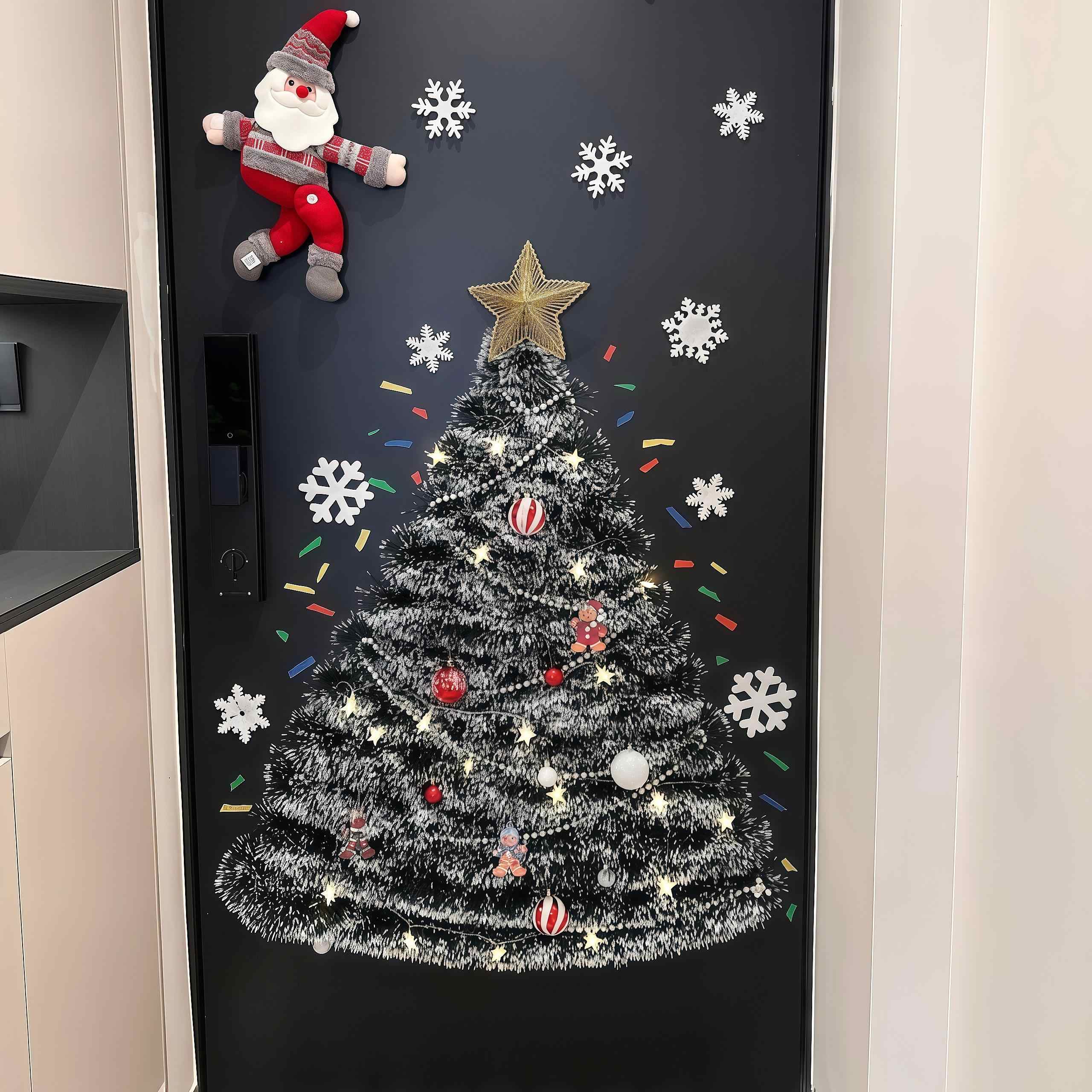 圣诞节装饰布置圣诞树毛条diy墙角入户门咖啡店装饰挂件ins氛围感