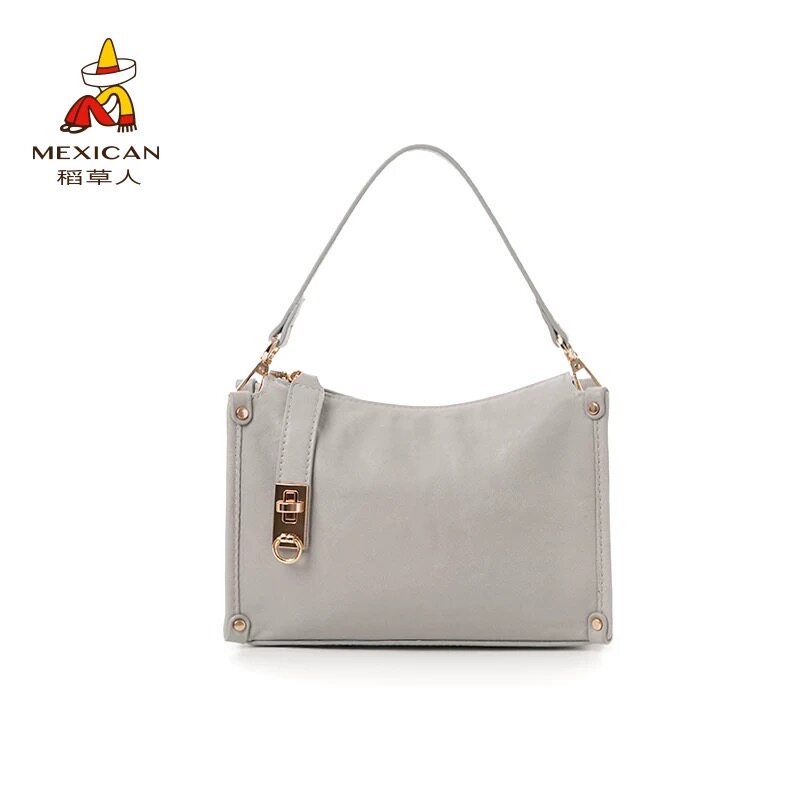 稻草人2026春季牛皮新款女士小香风轻奢高级感单肩斜挎包盒子包