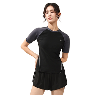 Keep女士分体泳衣新款26爆款防晒泳装短袖大码海边冲浪套装泡温泉