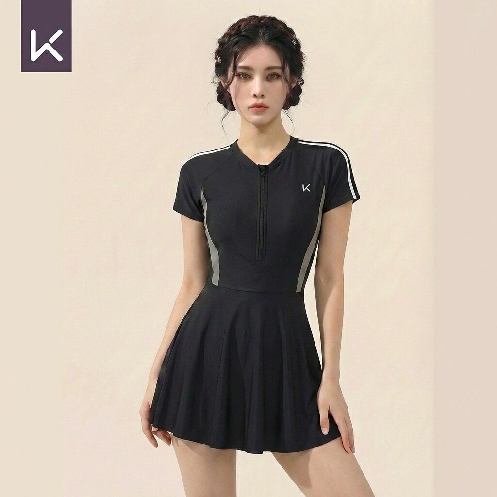 Keep泳衣女款连体大码女士防晒遮肉显瘦游泳馆专用度假保守游泳装