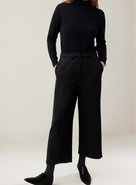 MSL羊毛休闲9分裤抗寒神裤子阔腿显瘦显高简约百搭秋冬新款