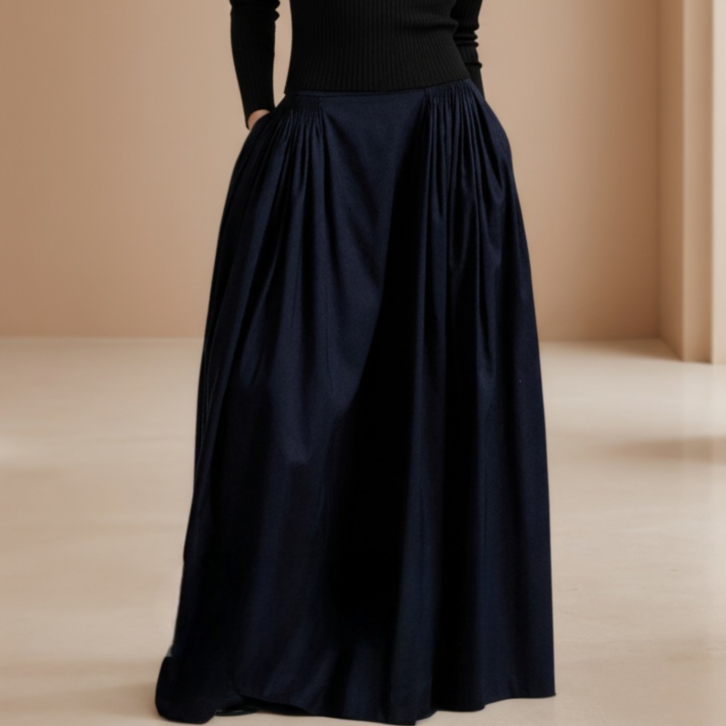 全棉百褶半身裙大牌同款长款