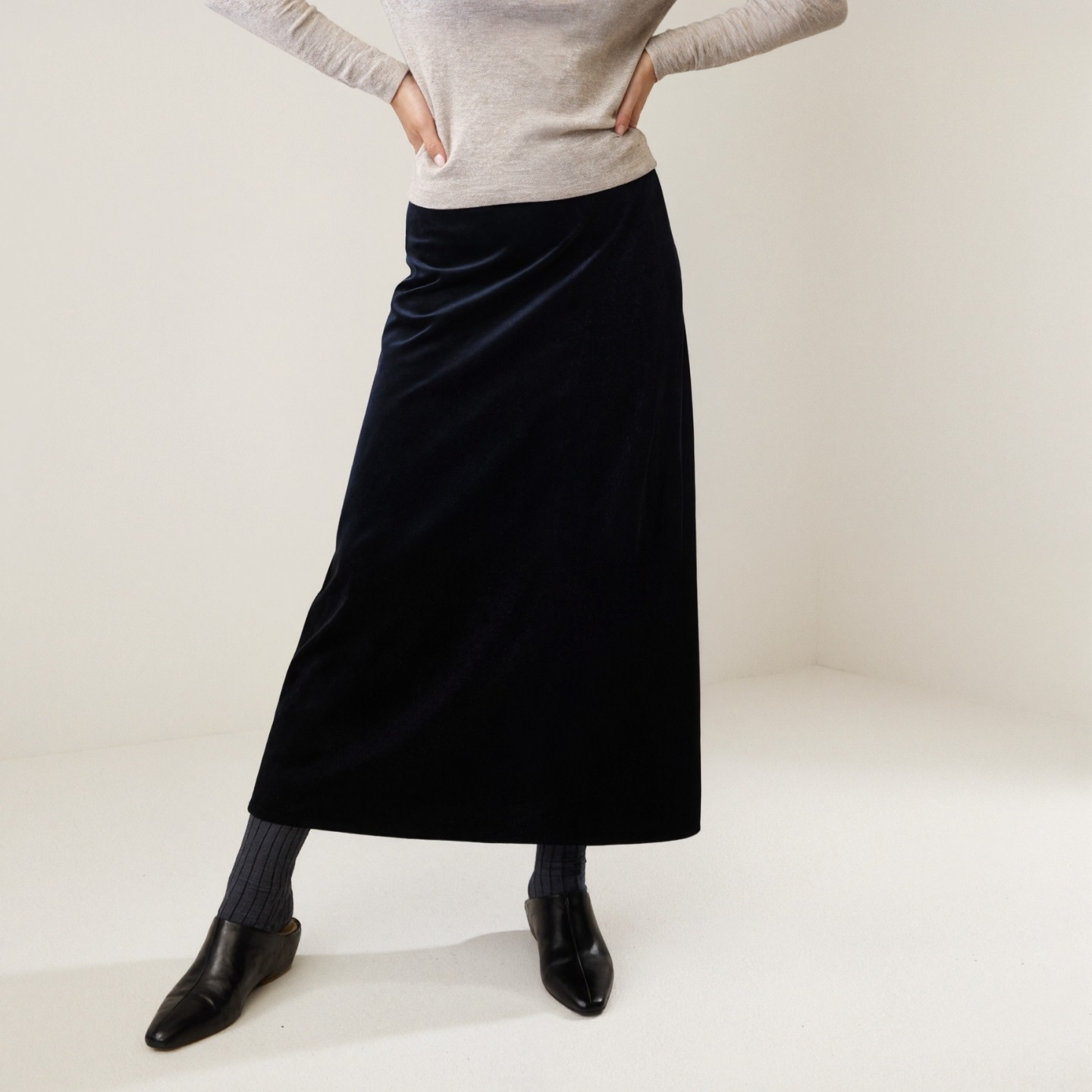 加厚加密丝绒半裙女弹力腰