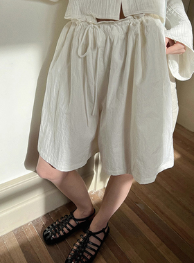 MSL夏季凉感抽绳宽松短裤女薄款休闲阔腿裤显瘦大长腿百搭女裤