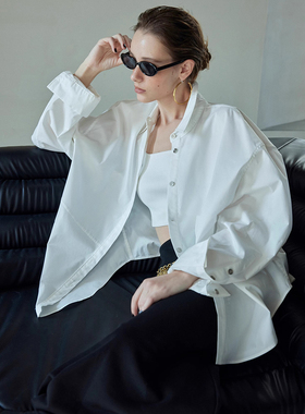 MSL巴家中性风长绒棉纸片人感白色衬衫女上衣外套春季mo家同款
