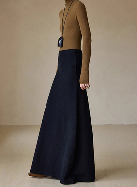 MSL时髦腿精高级布面肌理感慵懒A字针织半身裙女秋冬新款mo家同款