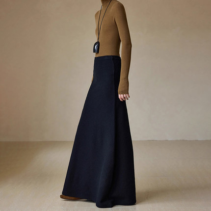 MSL时髦腿精高级布面肌理感慵懒A字针织半身裙女秋冬新款mo家同款