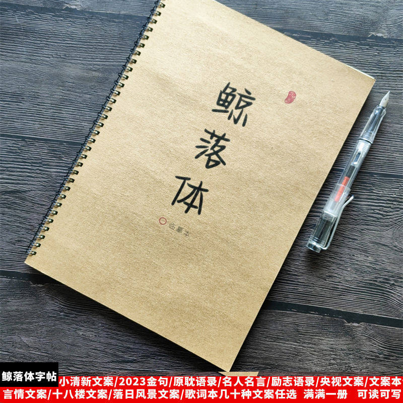 鲸落体字帖网红女生好看漂亮字体周杰伦歌词本励志名人名言练字帖