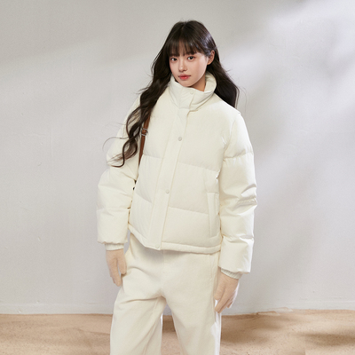韩系复古立领羽绒服女冬季宽松