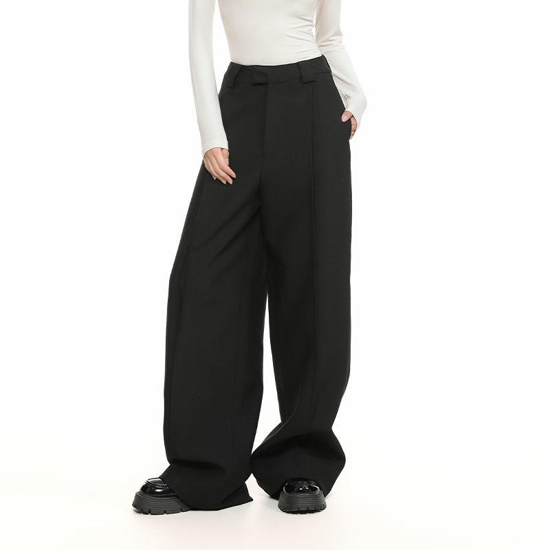 Pink ers联名款气质高级感直筒阔腿裤高腰宽松显瘦拖地裤西装裤女