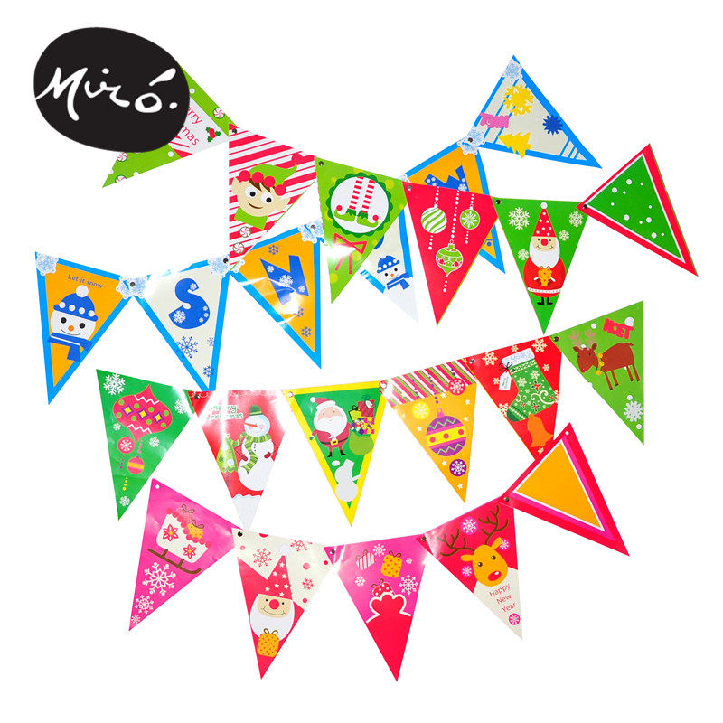 圣诞节手工diy三角挂旗儿童装饰环创布置挂饰制作纸质幼儿园材料