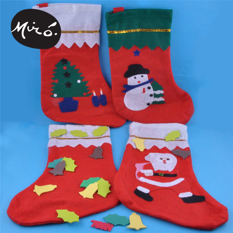 圣诞节手工diy不织布eva袜子礼物儿童创意粘贴制作玩具幼儿园材料