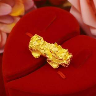 南非锡金貔貅配件招财实心皮丘手串单个貔貅仿黄金diy饰品款