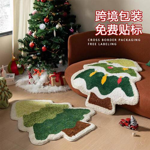 宠物地垫圣诞节装饰品地垫浴室吸水耐脏脚垫入户玄关氛围布置场景