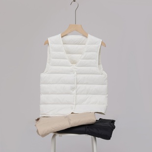 梳影羽绒服内胆女大衣内搭轻薄保暖背心打底贴身V领贴身马甲内穿