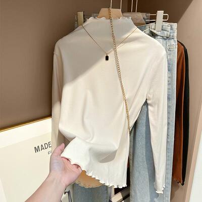 4290#实拍 德绒半高领打底衫女内搭秋冬加绒加厚2025新款长袖T恤