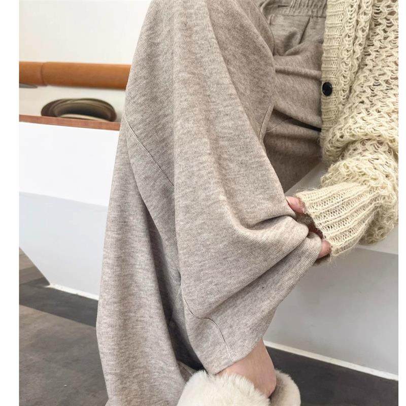 2025秋冬软糯糯阔腿裤女春秋垂感直筒休闲宽松慵懒风糯米裤