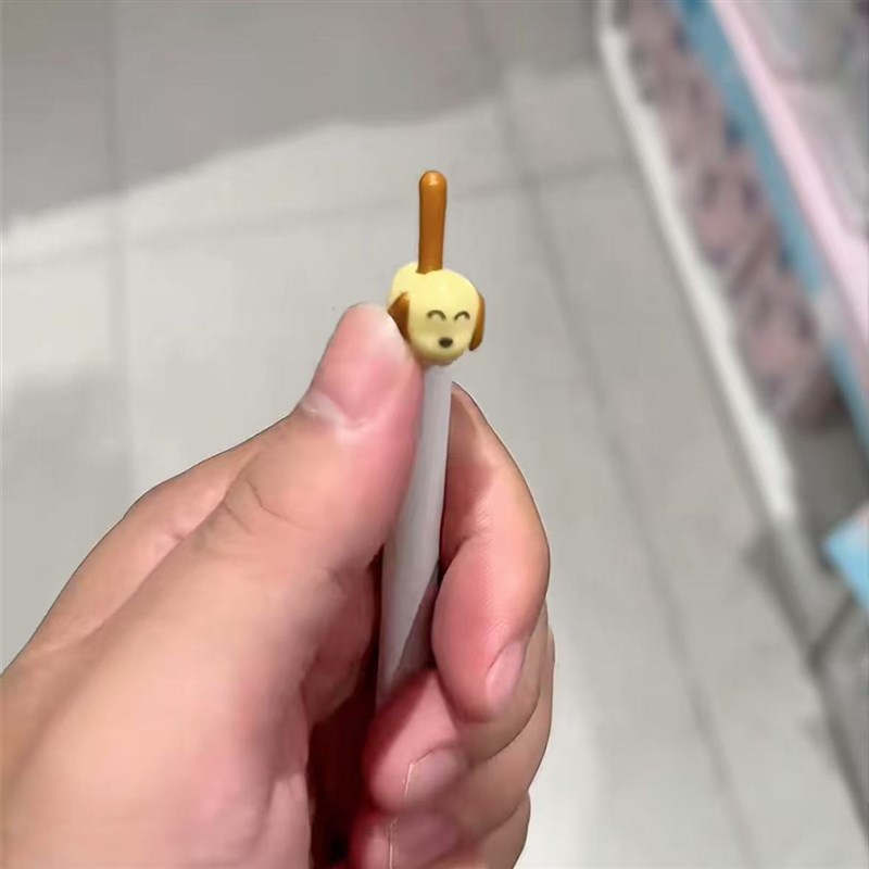 会动的狗尾巴按动中性笔学生考试刷题笔黑色水性笔0.5mm顺滑签字