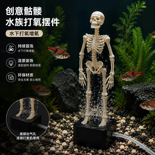 骷髅骨架鱼缸造景摆件水