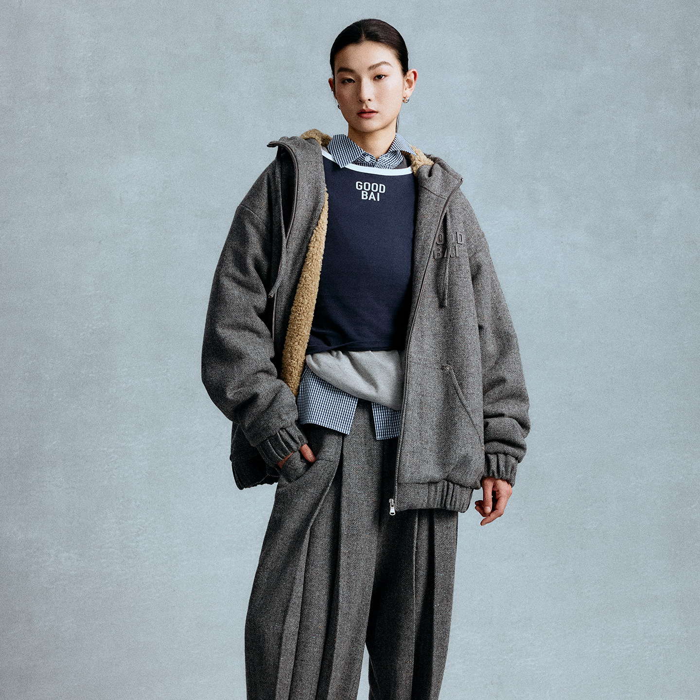 GOODBAI 25AW 连帽拉链垂感毛呢外套 老虎上上山 买手店