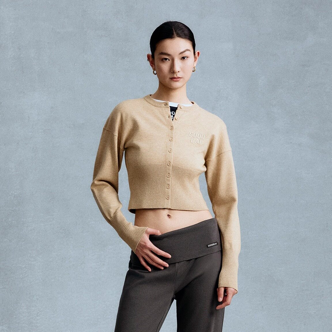 GOODBAI 25AW 收腰罗纹纽扣针织开衫 老虎上上山 买手店