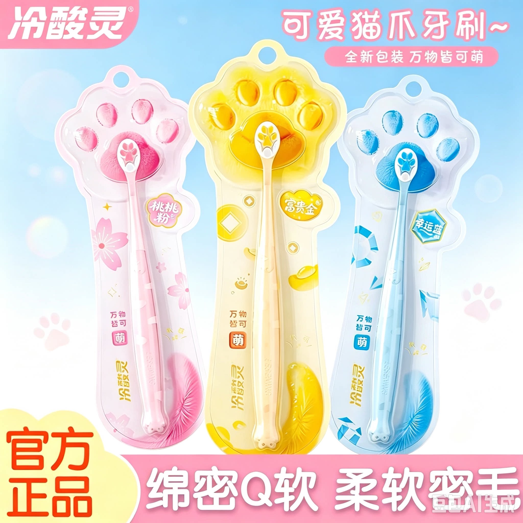 冷酸灵猫爪牙刷超细软毛护龈