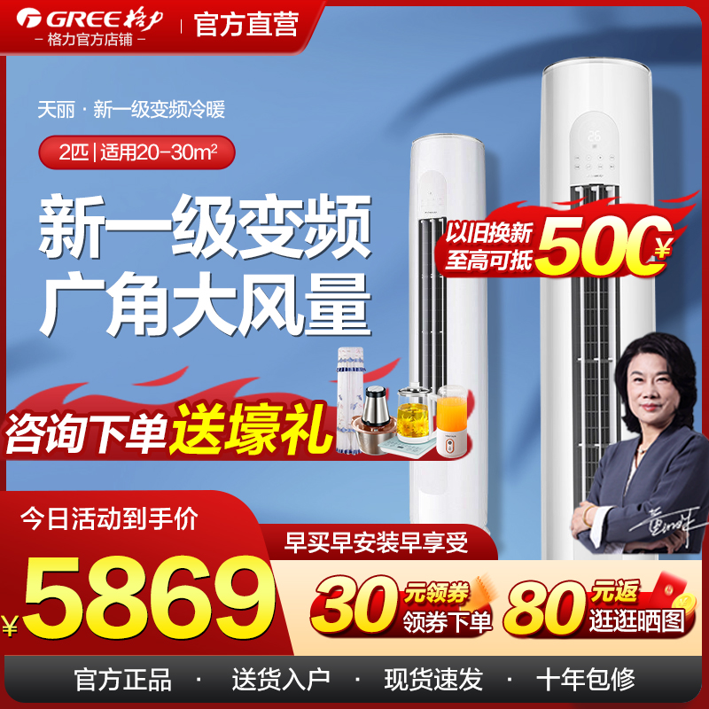 格力空调大2匹p新一级能效变频冷暖两用立式柜机客厅线下同款天丽