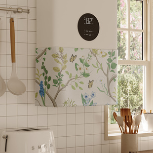 法式轻奢热水器遮挡帘罩布水管遮丑帘布厨房燃气炉装饰帘魔术贴帘