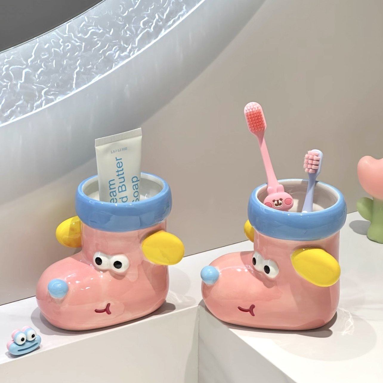 创意陶瓷牙具收纳层可爱小狗袜子牙刷筒洗漱台电动牙刷牙膏置物架,家庭/个人清洁工具,牙刷架/牙具座,淘宝优惠券,粉丝福利购,淘宝优惠卷