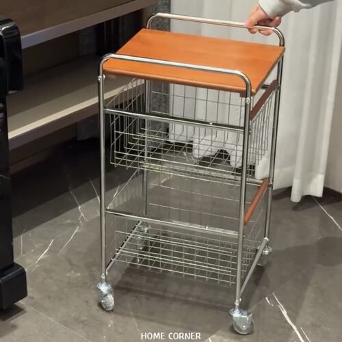 中古风小推车置物架可移