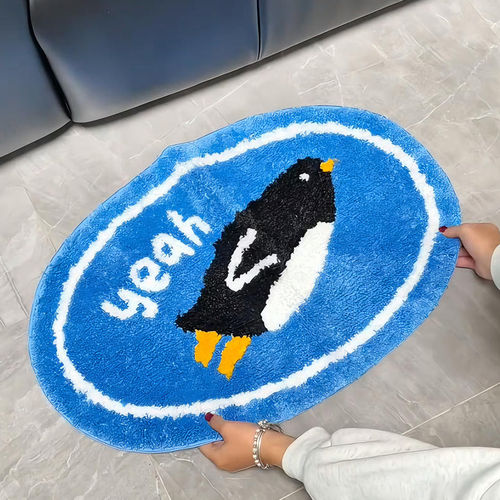 房间床边地毯小企鹅仿羊绒地垫