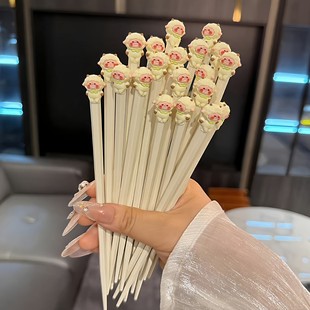 洗碗机儿童吃饭筷子卡通小羊抗菌合金筷子防滑可爱家用不易发霉可